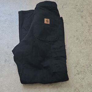 Carhartt Black Mens Loose Fit, Flannel Lined Work Pant, 31x30